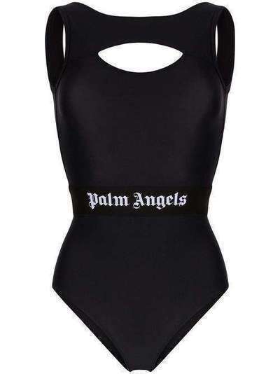 Palm Angels купальник с вырезами и логотипом PWFA006S20FAB0031001