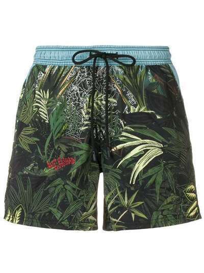 Etro плавательные шорты с тропическим принтом