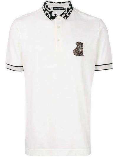Dolce & Gabbana рубашка-поло с воротником с леопардовым принтом G8HW1ZG7MKF