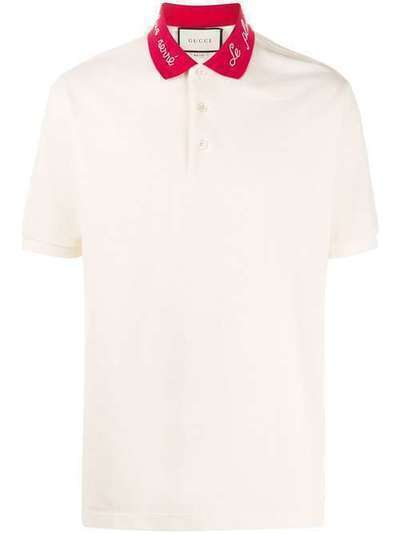 Gucci рубашка-поло с вышивкой на воротнике 598958XJB0W