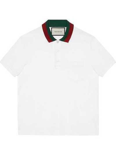 Gucci рубашка-поло с воротником с отделкой 'Web' 408321X7331