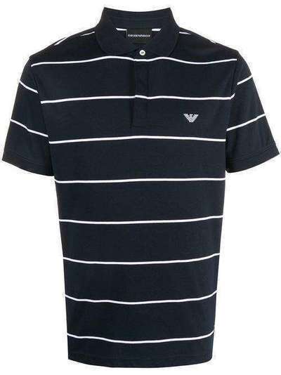 Emporio Armani полосатая рубашка-поло с вышитым логотипом 3H1F631JEQZ