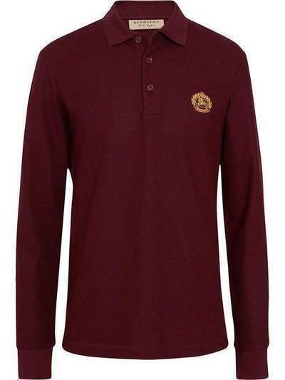 Burberry рубашка-поло пике с длинными рукавами и логотипом 8004237