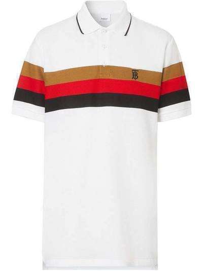 Burberry рубашка-поло с полосками и монограммой 8025879