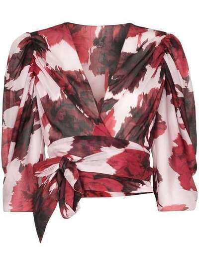 Alexandre Vauthier блузка с запахом и цветочным принтом 201TO120402011218