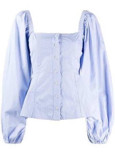 GANNI блузка в полоску с квадратным вырезом F4538