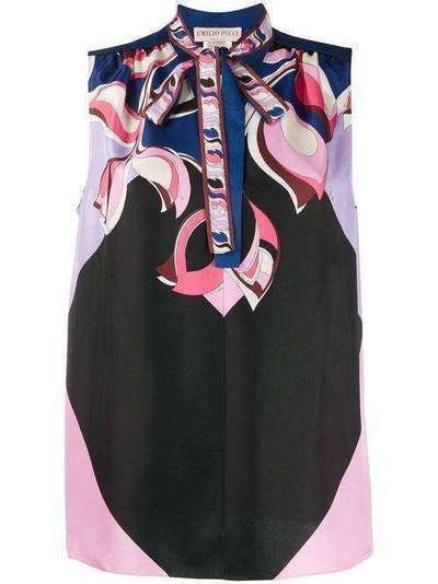 Emilio Pucci блузка с бантом и абстрактным принтом 0ERN810E878