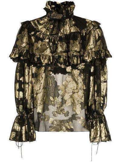 Saint Laurent блузка с оборками и цветочным принтом 621699Y7A10
