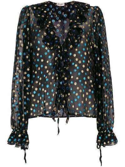 Saint Laurent блузка в горох с эффектом металлик 514756Y577S