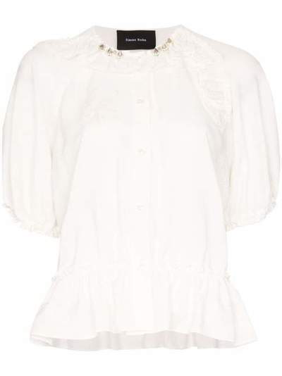 Simone Rocha блузка с оборками и вышивкой 3576B36