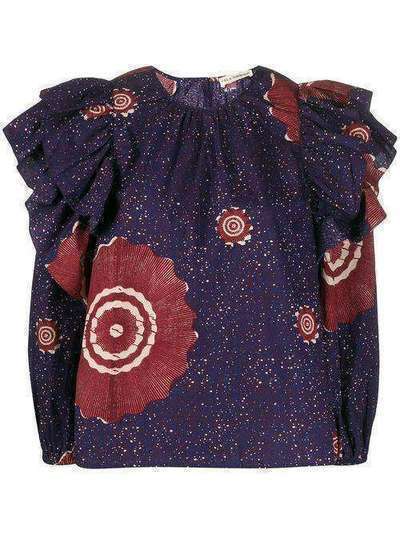 Ulla Johnson блузка оверсайз с длинными рукавами и оборками PS200215