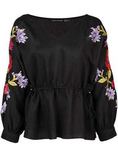 Josie Natori блузка с цветочной вышивкой G15203