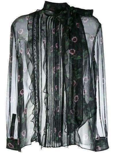 Valentino полупрозрачная блузка с цветочным принтом SB0AE47550N