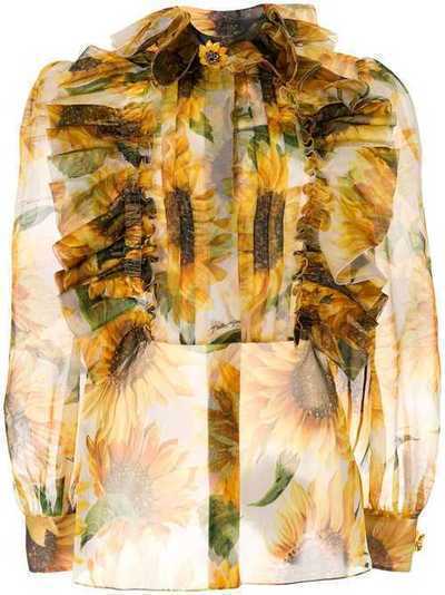 Dolce & Gabbana полупрозрачная блузка с принтом F5J71ZHS15J