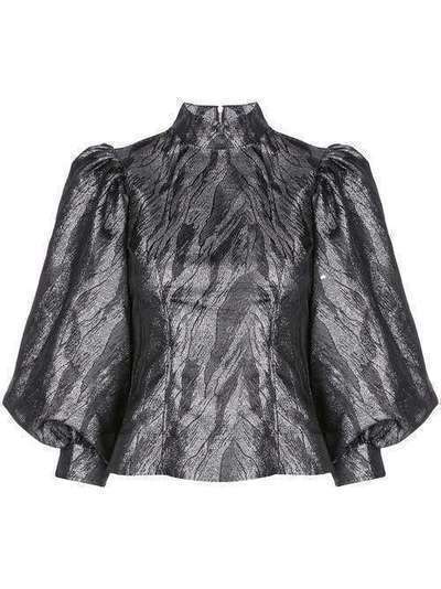 GANNI блузка с объемными рукавами и эффектом металлик F4185