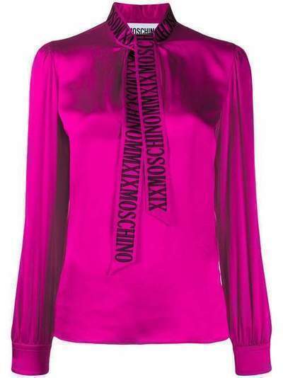 Moschino блузка с бантом и вышитым логотипом A02065539