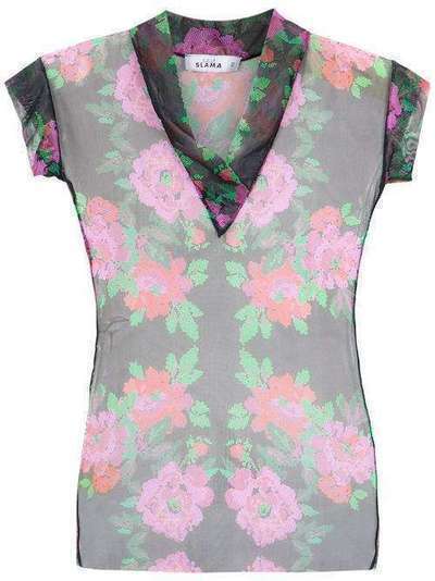 Amir Slama floral tulle blouse 10032