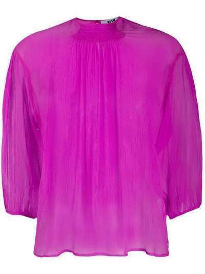 MSGM silk cropped sleeve blouse 2842MDM110207313