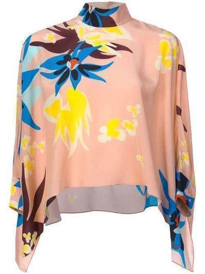 Delpozo расклешенная блузка с цветочным принтом 3182507102