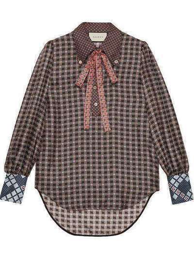 Gucci блузка на пуговицах с бантом 602041ZADFY