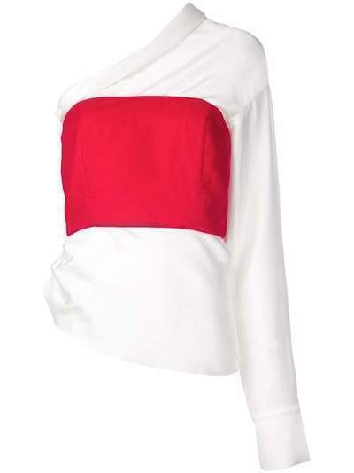 Hellessy блузка асимметричного кроя с контрастной вставкой HA19T24281