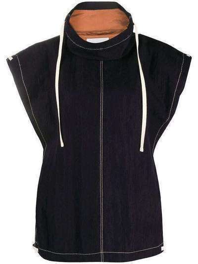Jil Sander блузка с высоким воротником и контрастной строчкой JSWQ565405WQ430700