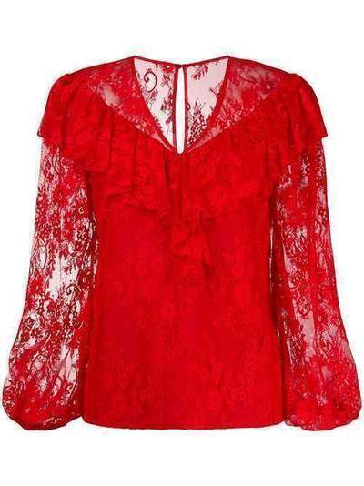 Three Floor lace pattern blouse 1117