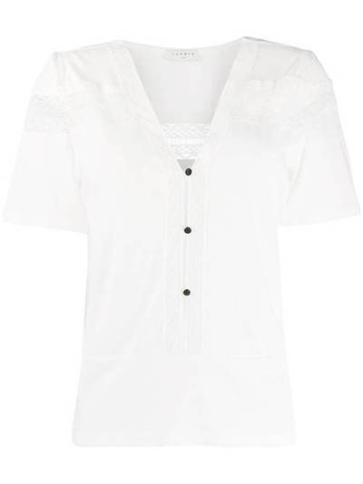 Sandro Paris блузка с кружевом SFPTS00300