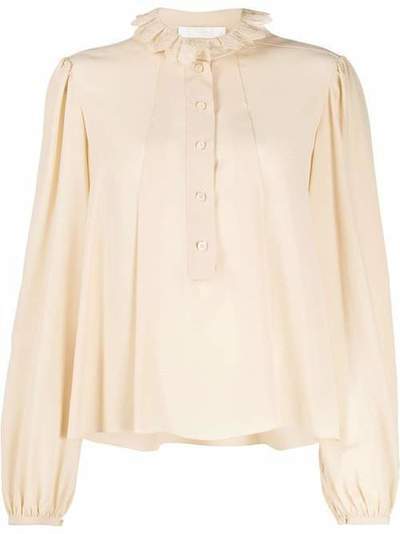 Chloé блузка с оборками и вышивкой CHC19WHT47004