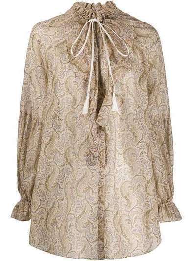 Etro блузка с оборками на воротнике и принтом пейсли 136234369