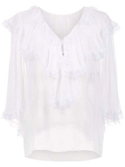 Dolce & Gabbana полупрозрачная блузка с оборками F72Z6ZFU1AT