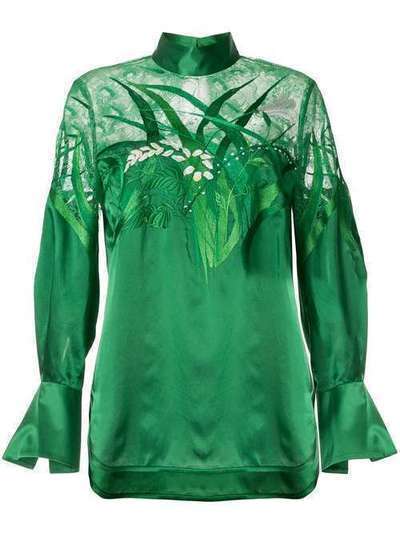 Mame Kurogouchi атласная блузка с кружевными вставками MM20SSSH050