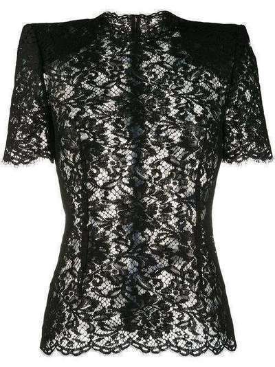 Dolce & Gabbana кружевная блузка с короткими рукавами F73Z4TFLM9V