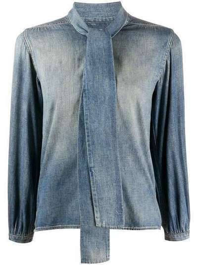 Saint Laurent декорированная джинсовая рубашка с бантом 613986YD880