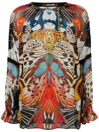 Roberto Cavalli butterfly print blouse GQT715GFG80