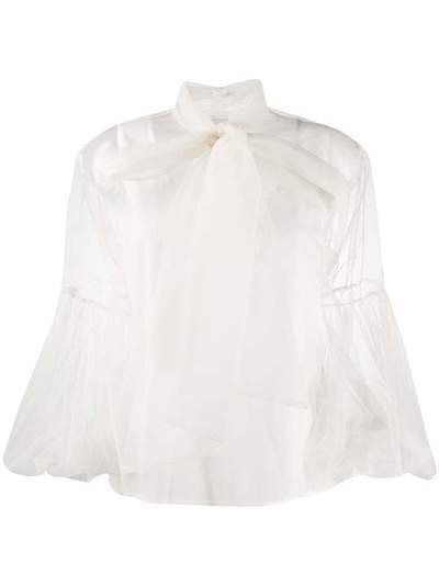 L'Autre Chose блузка из тюля с бантом BK520629032U020