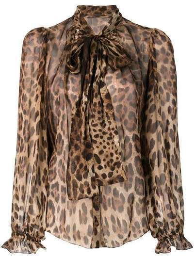 Dolce & Gabbana леопардовая блузка с бантом