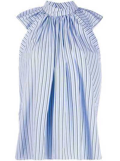 Victoria Victoria Beckham блузка в полоску со сборками на плечах 2220WTP001164B