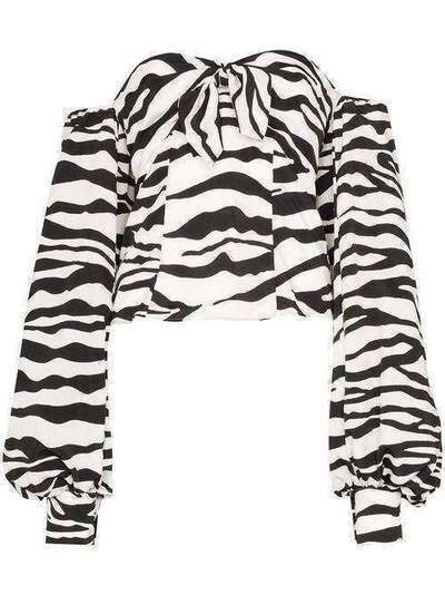 The Attico блузка с зебровым принтом и объемными рукавами 201WCT08P018020