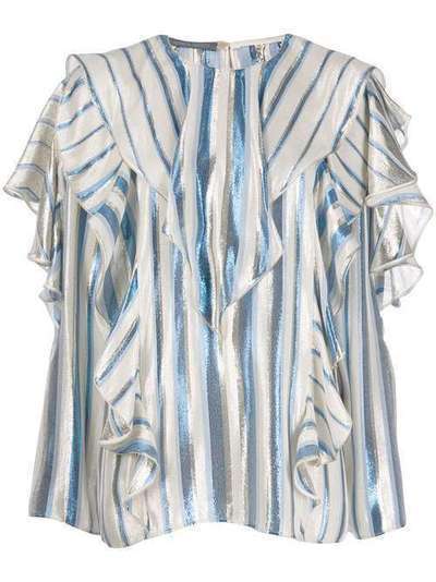 Alberta Ferretti блузка в полоску с оборками A02251640