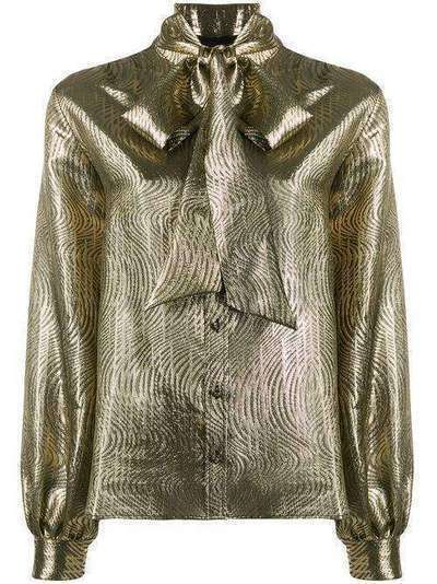 Saint Laurent блузка с бантом и эффектом металлик 606628Y3A83