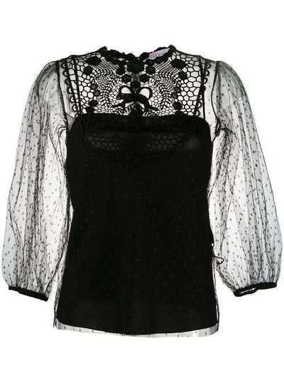 RedValentino блузка с прозрачной вставкой и круглым вырезом