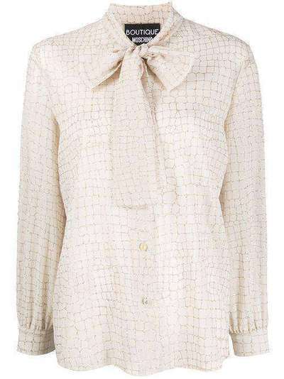 Boutique Moschino блузка с вышивкой и завязками на воротнике A02171139