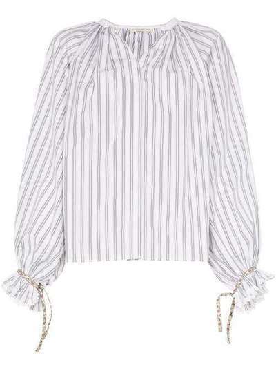 Etro полосатая блузка с длинными рукавами и оборками 149656815