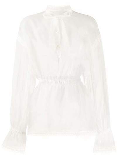 Dolce & Gabbana прозрачная блузка с бантом F73T6TFU1BU