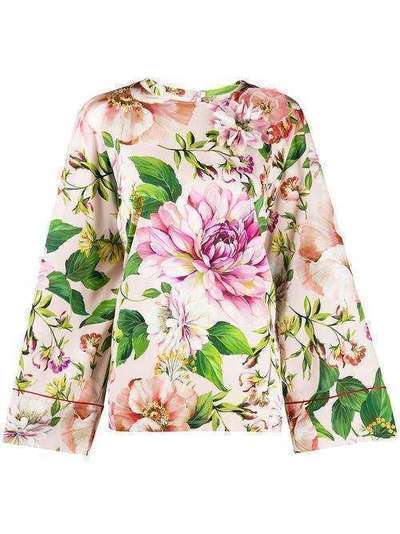 Dolce & Gabbana блузка с расклешенными рукавами и цветочным принтом F71M4ZFSAZK