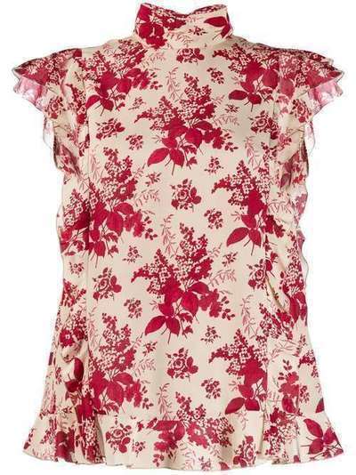 RedValentino блузка с оборками и цветочным принтом SR0AEB454HQ