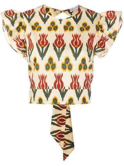 RedValentino укороченная блузка с цветочным принтом TR0AEC05502