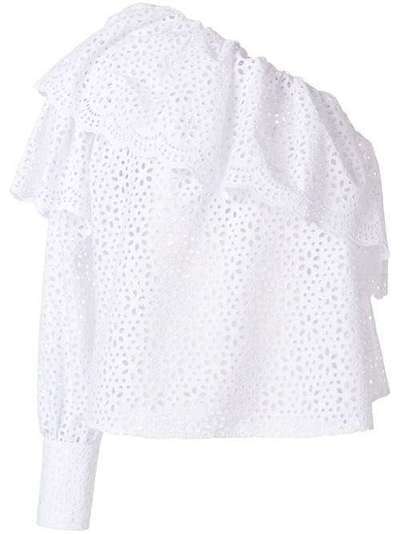 MSGM блузка с декоративными оборками и французской вышивкой 2442MDM109184323