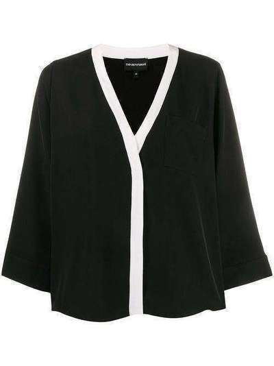 Emporio Armani блузка свободного кроя с контрастной окантовкой 6G2K672NUXZ